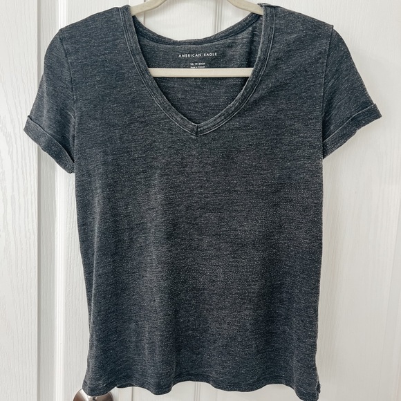 American Eagle Outfitters Tops - American Eagle Charcoal V-Neck T-Shirt